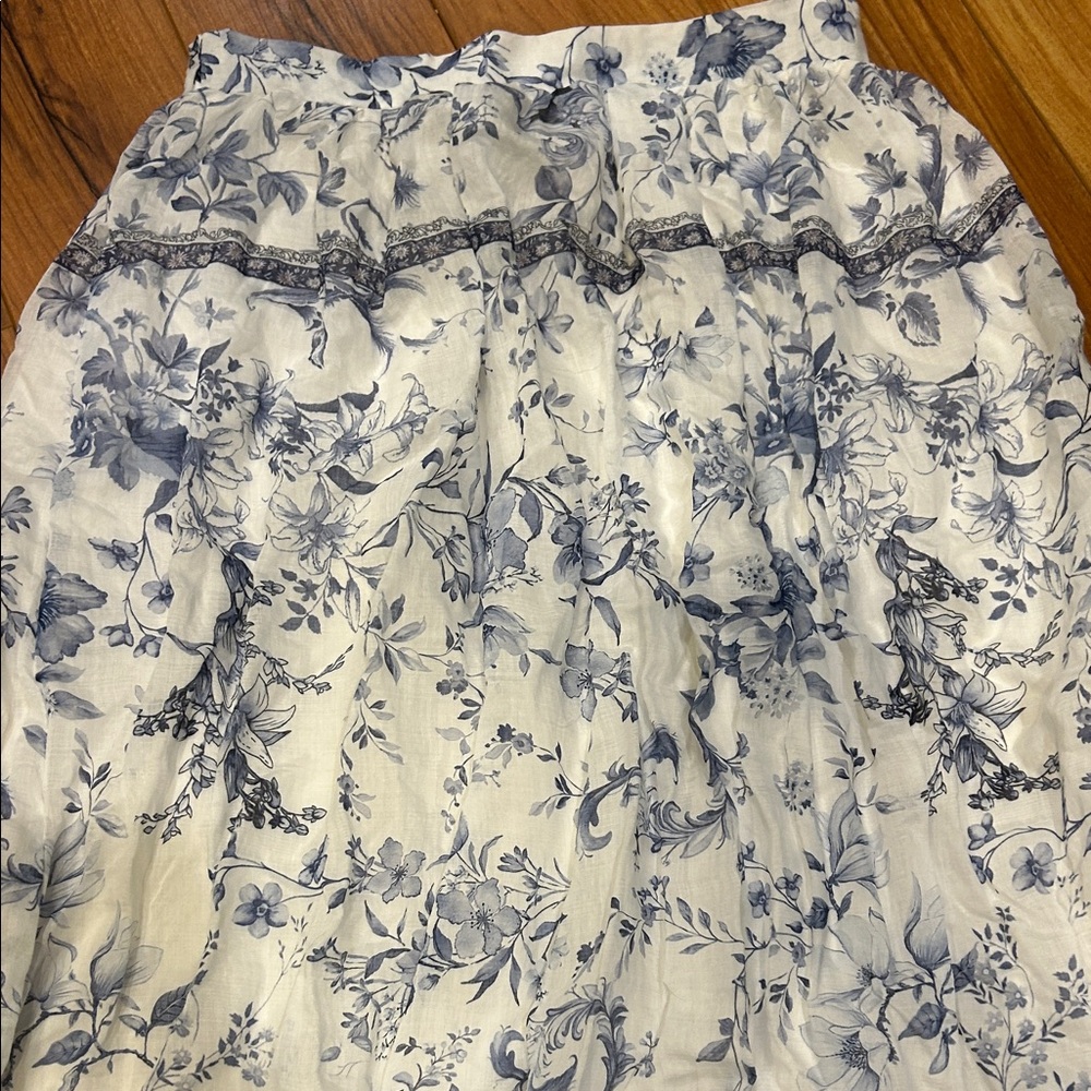 Calypso St. Barth Blue and Cream Floral Maxi Skirt - Picture 2 of 6